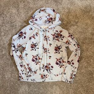⚡️Rewind‎ Gray Floral Hooded Sweatshirt Relaxed